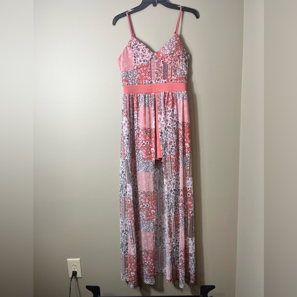 Boho Patchwork Maxi Dress Split Front & Attached … - image 2
